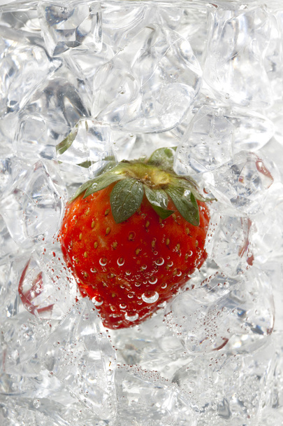 Image of strawberry on ice cubes - Photo, Image