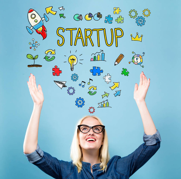 Startup with young woman - Foto, Bild
