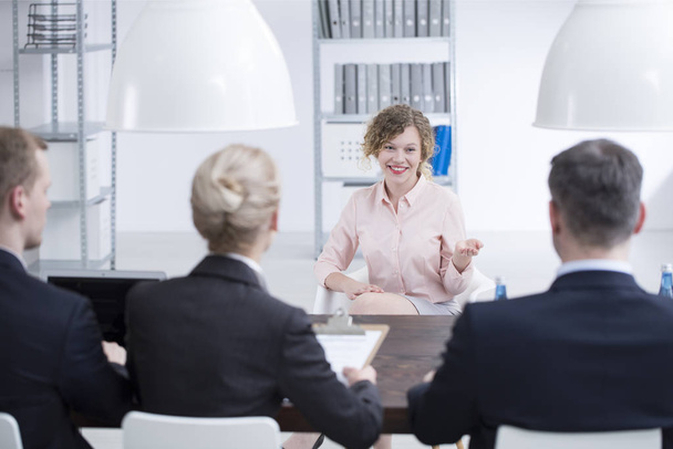 Satisfied woman during recruitment interview - Fotó, kép