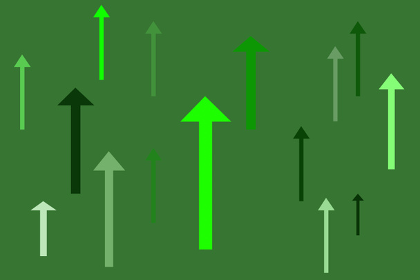Varias flechas de un color verde mirando hacia arriba
 - Foto, Imagen