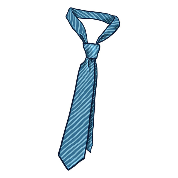 cartoon classic striped blue necktie, vector, illustration - Vector, Image