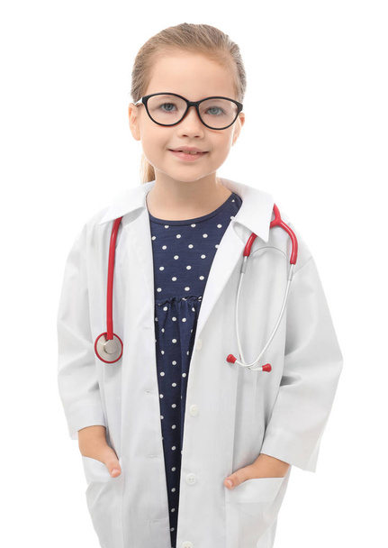 little girl in doctor uniform  - 写真・画像