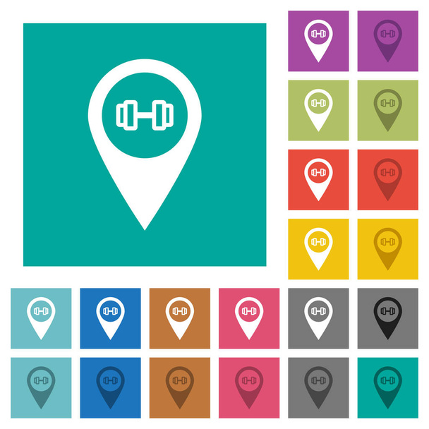 Ginásio GPS mapa localização quadrado plana multi ícones coloridos
 - Vetor, Imagem