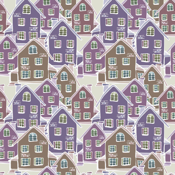 seamless pattern town house - Vector, Image