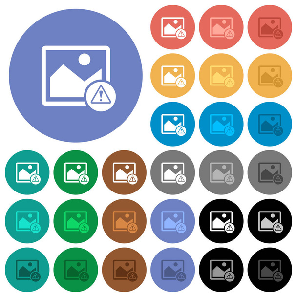 Image warning round flat multi colored icons - Vector, Image