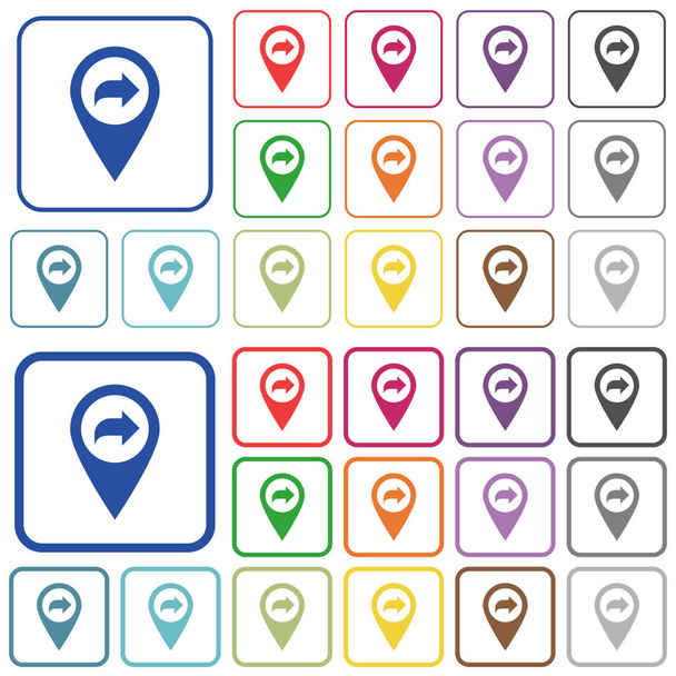 Avançar GPS mapa local delineado ícones de cores planas
 - Vetor, Imagem