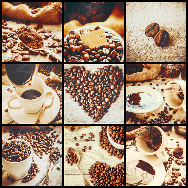 collage many pictures of coffee.  - Photo, Image