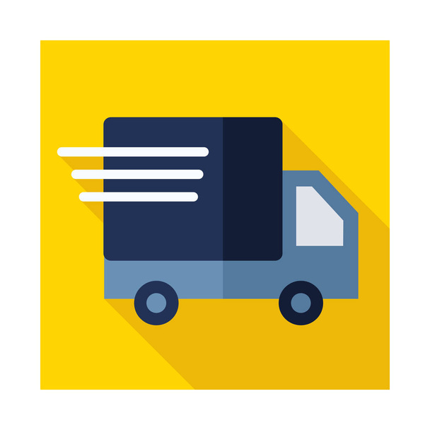 Envío rápido camión de entrega icono plano
 - Vector, imagen