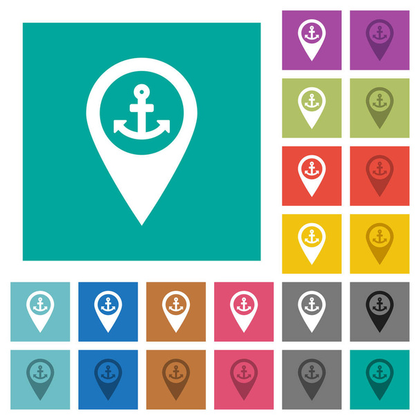 Sea port Gps Mapa lokalizacji placu płaskie multi kolorowe ikony - Wektor, obraz