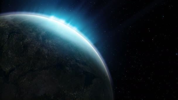 Mooie planeet draait op de achtergrond van de nachtelijke hemel een - Video