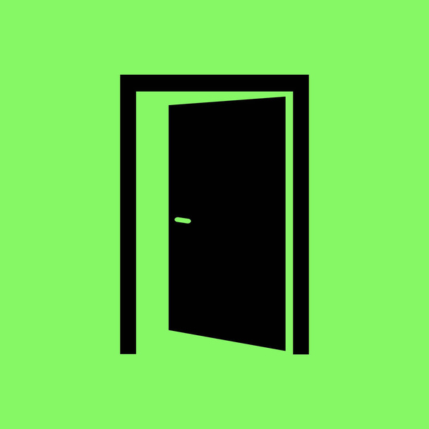 Otwarte drzwi wektor ikona na zielonym tle - Wektor, obraz
