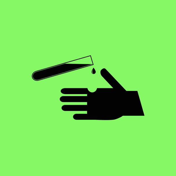 rischio icona della provetta per illustrazione vettoriale mano su sfondo verde
 - Vettoriali, immagini