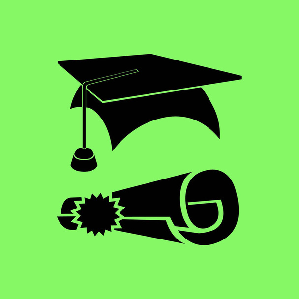 Bildungs-Lizenz-Vektorsymbol auf grünem Hintergrund - Vektor, Bild