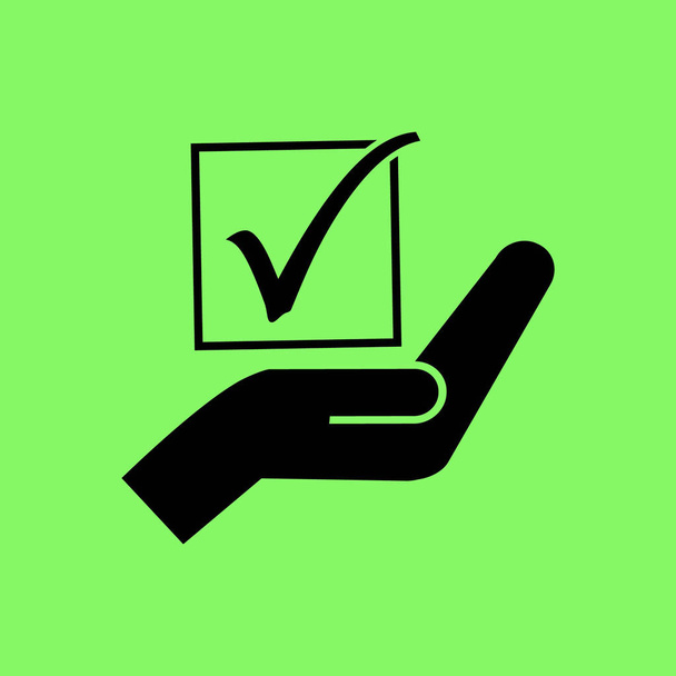 voting vector icon  on green background - Vector, Image