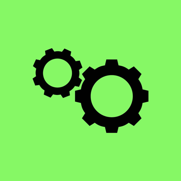 Zahnräder Vektor-Symbol auf grünem Hintergrund - Vektor, Bild