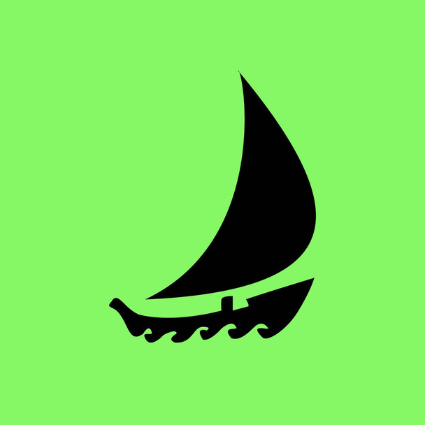 иконка вектора лодки на зеленом фоне
 - Вектор,изображение
