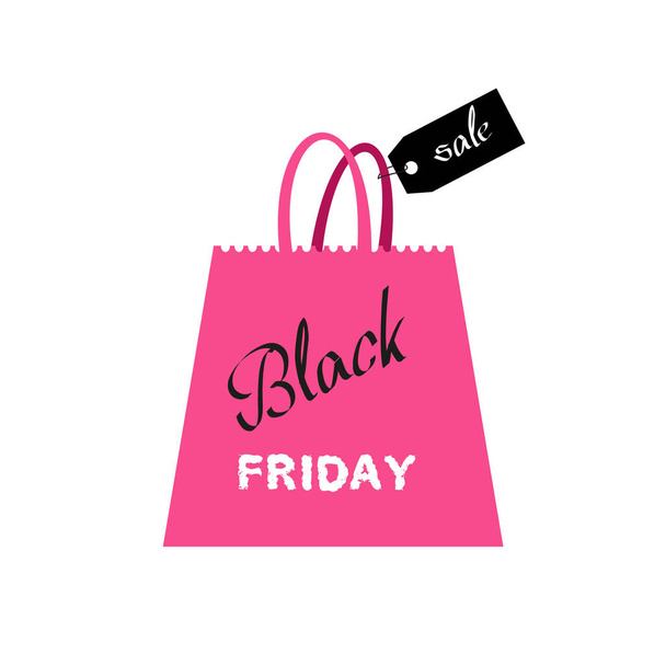 Black friday shopping bag on white background.  - Vektor, obrázek