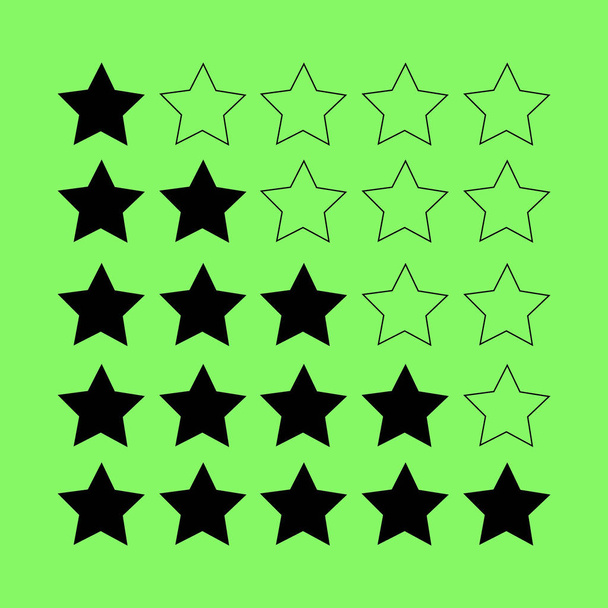 αστέρια βαθμολόγησης διανυσματικές εικόνες σε πράσινο φόντο - Διάνυσμα, εικόνα