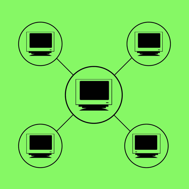 Network  icon  on green background - Vector, Image