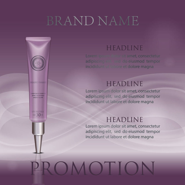 Cosmetic luxury packaging template, plastic long nozzle tube. Co - Vector, Image