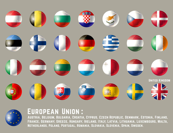 Ευρωπαϊκή Ένωση στρογγυλή σημαίες - Διάνυσμα, εικόνα