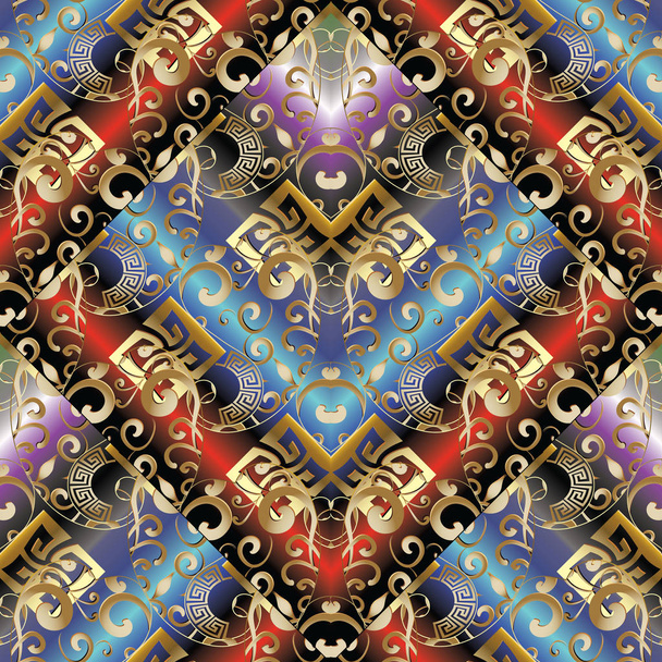 Colorful greek key meander seamless pattern. Abstract geometric  - Vektor, kép