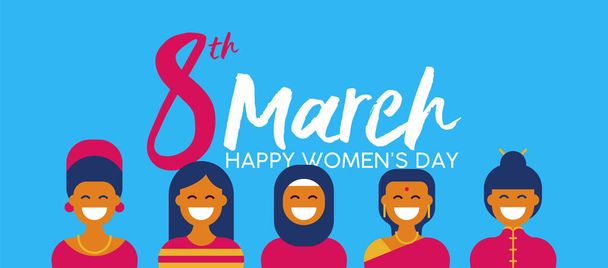 Diverse woman group for happy women's day banner - Vettoriali, immagini