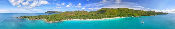 Panoramic aerial view of Anse Lazio from drone viewpoint. - Photo, Image