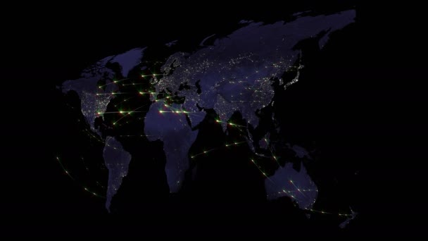 Abstract concept van wereldwijde netwerk. Internet en global communications, global business en verkeersverbindingen van de aarde - Video
