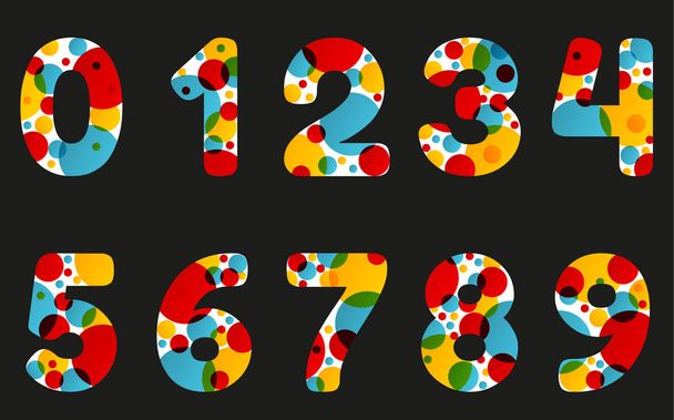 Σύνολο των απομονωμένων αφηρημένη λάβα λαμπτήρας στυλ αριθμών σε ζωηρό χρώμα - Διάνυσμα, εικόνα