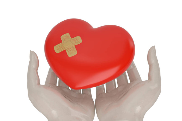 Mani con una benda cuore cura e compassione concetto cifra
 - Foto, immagini