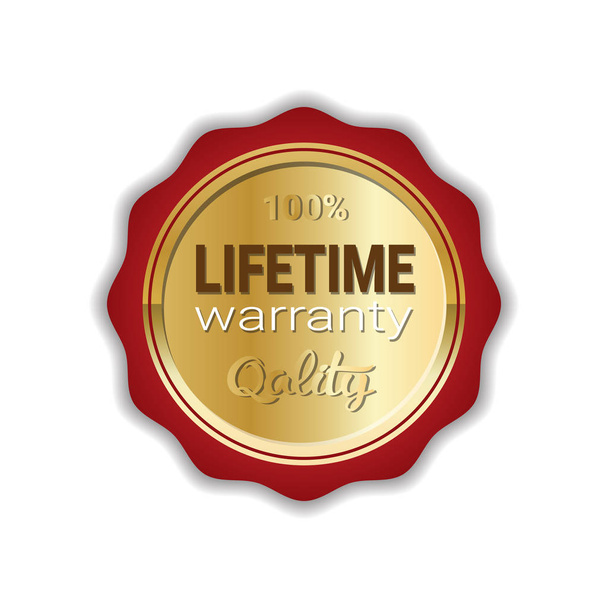 Levenslange garantie Sticker gouden Label pictogram Badge geïsoleerd - Vector, afbeelding