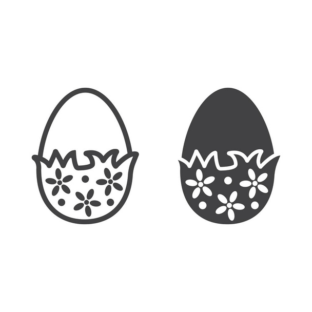 Chocolate egg with wrapper line and glyph icon, easter and holiday, sweet sign vector graphics, a linear pattern on a white background, eps 10. - Vector, Image