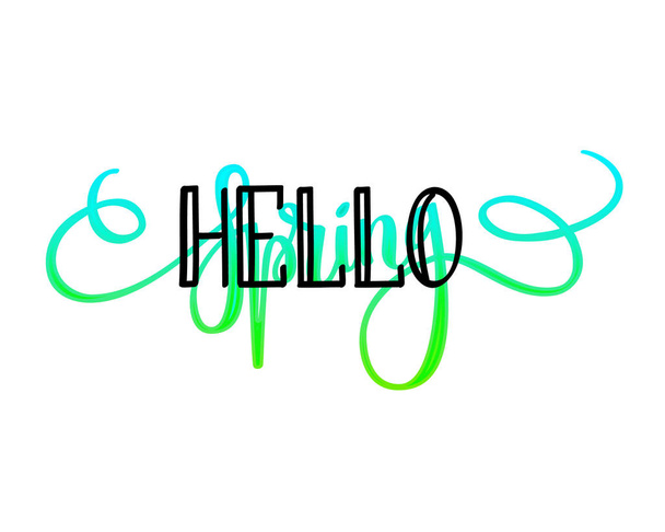 Hola diseño de letras vectoriales primavera. Saludos de temporada, tiempo feliz
 - Vector, Imagen