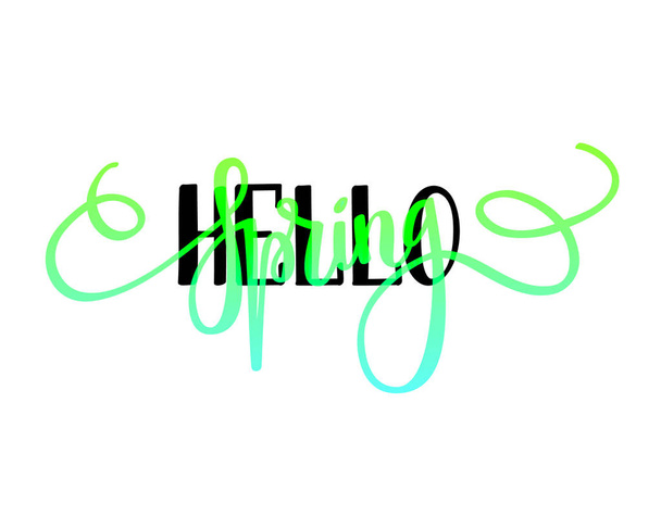 Hello Spring vector lettering design layout. Seasonal greetings, happy time - Vector, Image