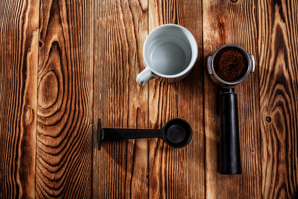 coffee and moka pot coffee maker  - Foto, imagen
