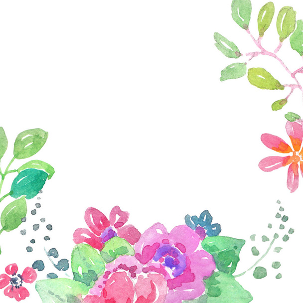 Watercolor color flowers background - Фото, изображение