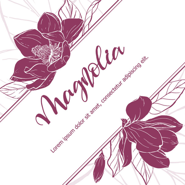Sketch linear magnolia blossom. - Vector, afbeelding
