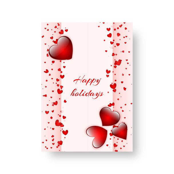 Rectangular brochure with scarlet hearts - Вектор, зображення