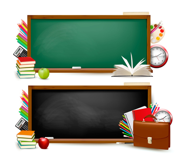Back to school. Two banners with school supplies. Vector. - Vector, Image