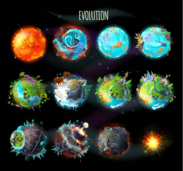 Evolution of Earth, vector concept illustration - ベクター画像