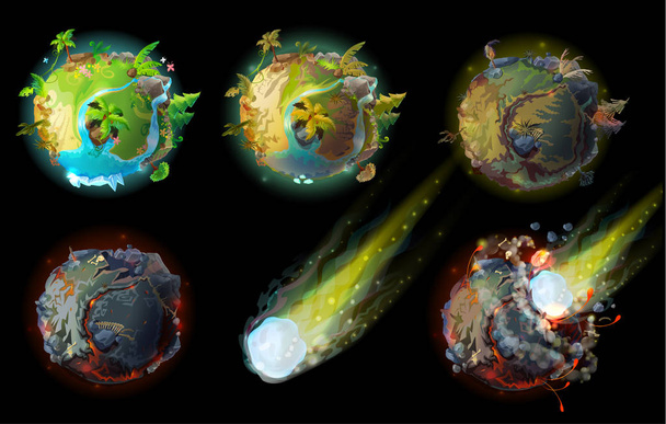 Stages of earth death vector concept illustration - Vector, Imagen