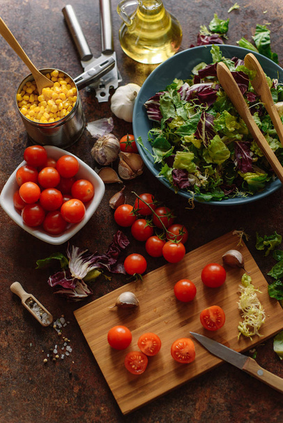 Colourful ingredients for vegetarian salad - Photo, Image