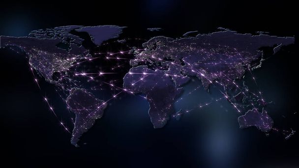 3D-Darstellung des besten Konzepts des globalen Netzwerks, des Internets, der globalen Kommunikation, des Geschäfts, der Verkehrsströme. Elemente dieses Bildes von der nasa - Foto, Bild