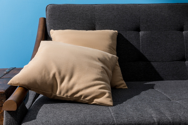 close-up shot of pillows lying on comfy couch - Photo, Image
