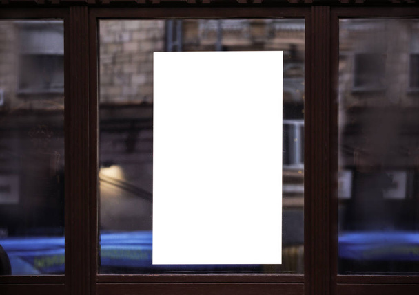 Blank advertising board on window of building - Zdjęcie, obraz