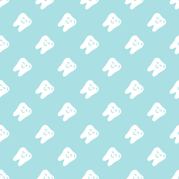 Cute vector seamless dental pattern with flat  icons - Вектор,изображение