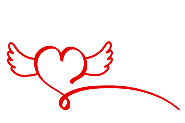 Κόκκινο αφίσα σχεδιασμό του Αγίου Βαλεντίνου κάρτα καρδιά & φτερά, απόθεμα διάνυσμα Il - Διάνυσμα, εικόνα