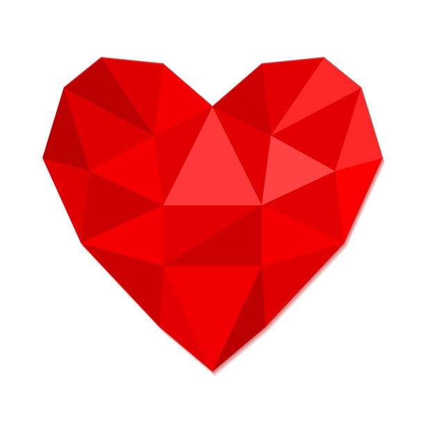 Red heart symbol love from crumpled paper, stock vector illustra - Vector, Image