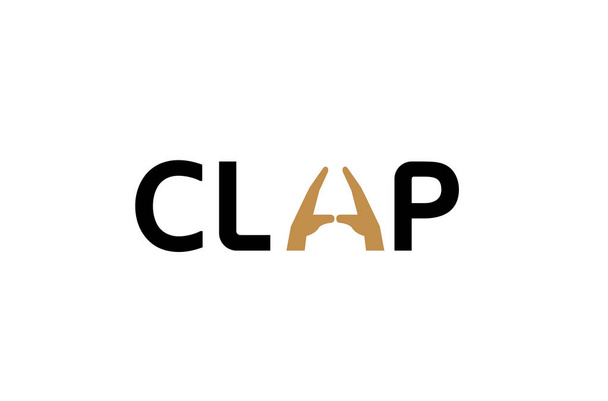 Clap creatieve unieke tekst logo ontwerp illustratie - Vector, afbeelding